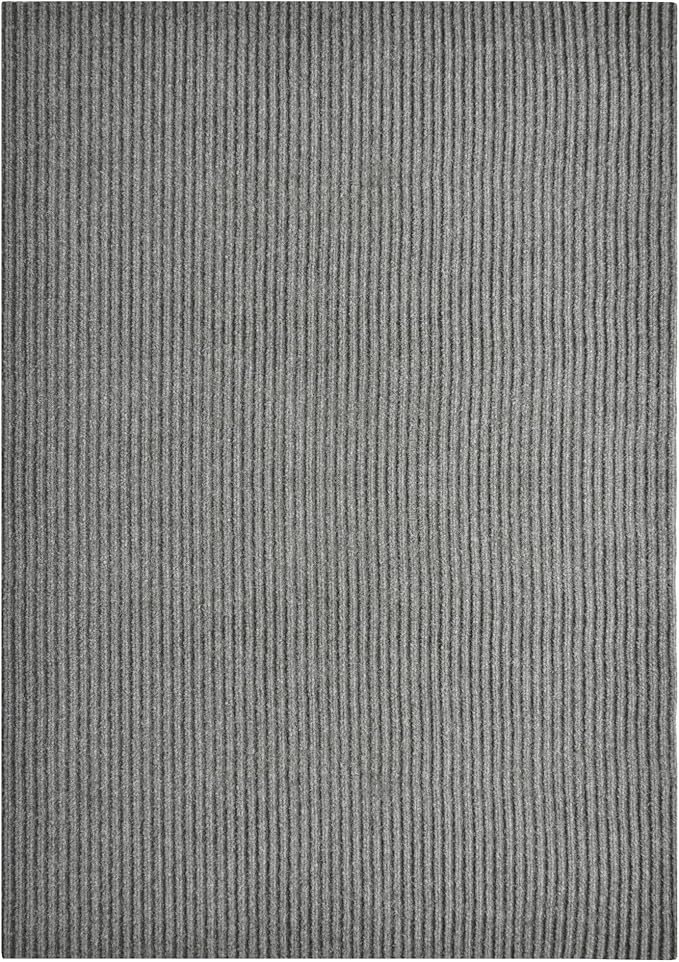 iCustomRug Spartan Weather Warrior Indoor/Outdoor Utility Ribbed Carpet Runner with Non-Slip Thermoplastic Rubber Backing, 3ft X 4ft Grey