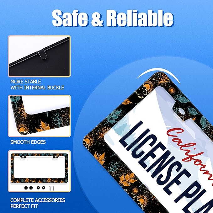 Galaxy License Plate Frame Colorful Starry Sky License Plate Stainless Steel Funny License Plate Holder for Men Women Universal Car Accessories Decoration 12.3" x 6.3"