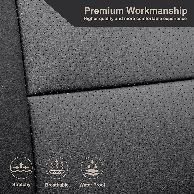 GIANT PANDA Full Set Car Seat Covers Customized Jeep Wrangler TJ Rubicon Sahara Sport X Unlimited 2003 2004 2005 2006, Faux Leather (Black&Gray)