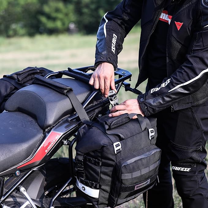 Rhinowalk Waterproof Motorcycle Saddlebags Luggage Bags 20L Quick Release for Adventure & Sport Bikes, Black (1 Pack)