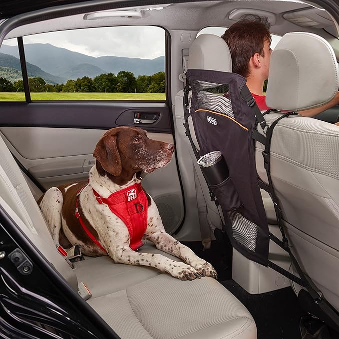 Kurgo Backseat Dog Barrier for Cars & SUV, Automotive Pet Barrier, Backseat Barrier for Dogs, Reduce Distractions While Driving, Mesh Opening, Easy Installation, Storage Pockets, Universal Fit