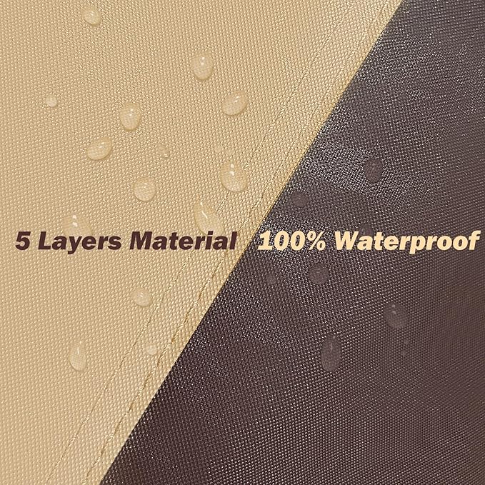 Mustang Car Cover Waterproof All Weather Compatible with Mustang 2007-2024 GT Cobra Shelby Bullitt, Outdoor Anti-UV Sun Rain Protection Full Exterior Cover (Camel with Brown)