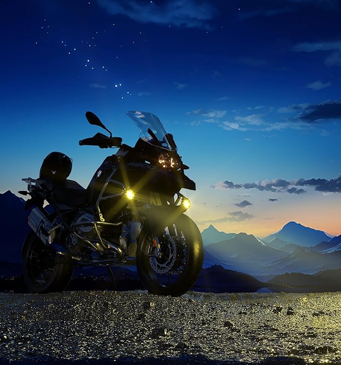 Kewig 4.5 Inch Motorcycle Auxiliary LED Fog Light 90W Amber White Driving Spotlight Kit With Mount Brackets Wire Harness Waterproof Offroad Fit for Motorcycle Jeep Car Truck