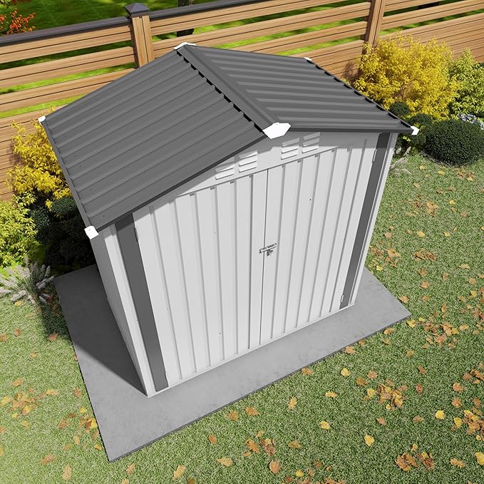 ARMSET 6x3.5 FT Metal Outdoor Storage Shed for Patio & Backyard - Waterproof Small Shed, Lockable Tool Shed with Clear Window, Galvanized Steel Garden Storage Cabinet for Tools and Bikes