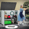 YITAHOME Extra Large Outdoor Horizontal Storage Shed, 4.5x4ft Resin Tool Sheds w/o Shelf, Easy to Assemble Waterproof Storage for Trash Cans, Garden Tools, Lawn Mower, Lockable, Light Gray