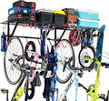 PLKOW Garage Wall Shelving, Wall Mount Bike Storage Rack with 8 Adjustable Bike Hooks, Heavy-Duty Bike Rack for Garage, 280 Lbs Load Capacity, 2-Pack