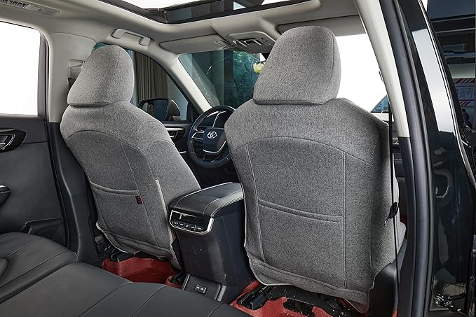 coverdream Custom Fit Camry Car Seat Covers for 2025 Toyota Camry XLE,XSE,Full Coverage Polyester Seat Protector(Full Set,Gray)