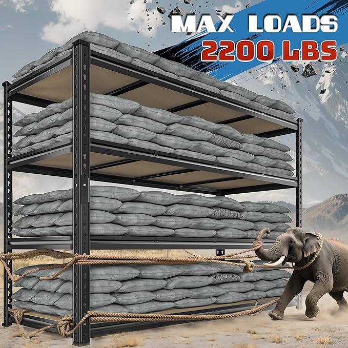 59.8" W Metal Shelving 59.8" H Storage Shelves 2200LBS Garage Shelving Adjustable Metal Shelves Heavy Duty Pantry Shelf for Basement Warehouse Garage Pantry 59.8" W x 24" D x 59.8" H