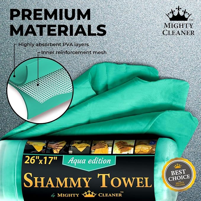 Premium Shammy Cloth for Car Drying - Super Absorbent Reusable Chamois Towel - Scratch-Free - 26'x17'
