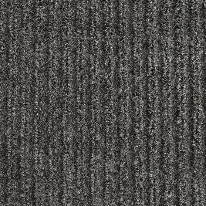 iCustomRug Spartan Weather Warrior Indoor/Outdoor Utility Ribbed Carpet Runner with Non-Slip Thermoplastic Rubber Backing, 3ft X 20ft in Charcoal