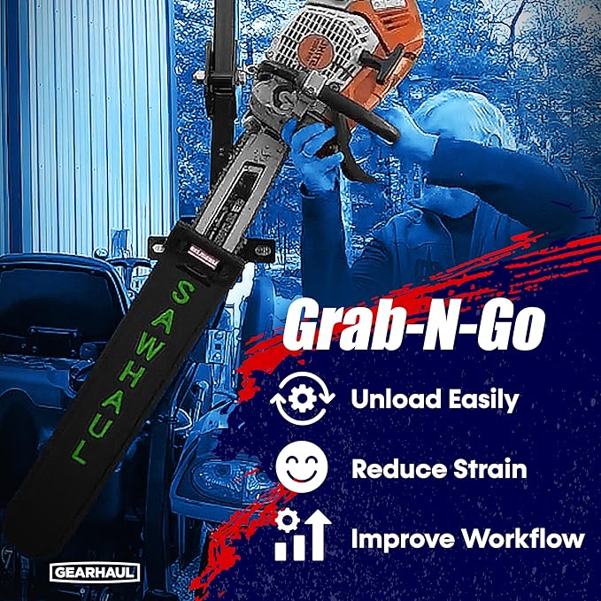 SawHaul Snap-Lok Universal Chainsaw Carrier Kit for Tractors and Skid Steers – 36 Inch Green Scabbard with Rotating Mount – Compatible with All Chainsaw Brands – Made in USA