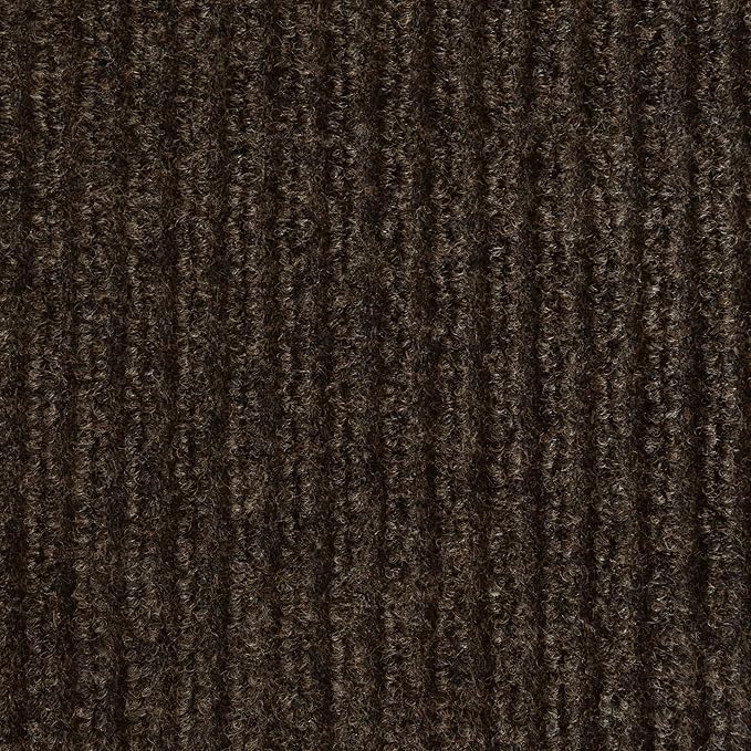 iCustomRug Spartan Weather Warrior Indoor/Outdoor Utility Ribbed Carpet Runner with Non-Slip Thermoplastic Rubber Backing, 6ft X 70ft in Brown