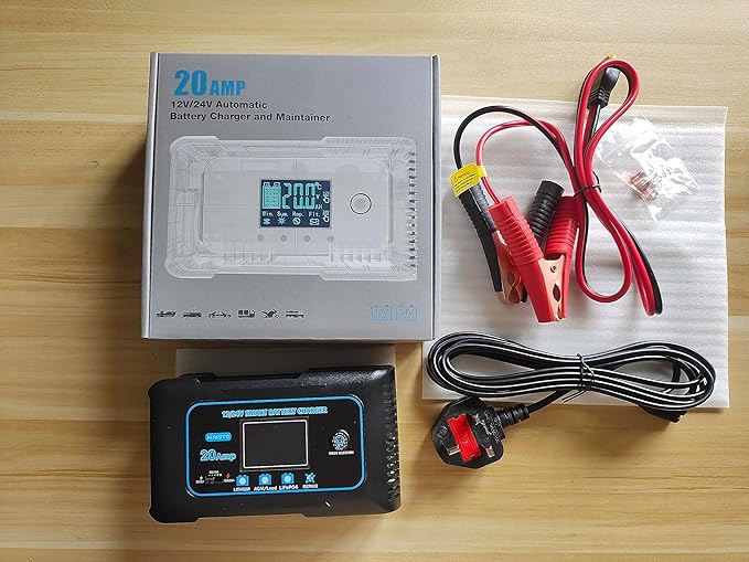 Haisito: 20A 12V/24V Smart Battery Charger –Automatic Maintainer, Trickle Charger & Desulfator with Overcharge Protection & Temperature Compensation – for Lead-Acid,LiFePO4 & Lithium Batteries