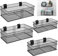 Barydat 4 Pcs Slatwall Basket Set Ventilated Metal Slatwall Basket Hanging Wire Bins Wall Mounted Accessories for Panel Garage Storage Display Organizing(Big Size,Black)