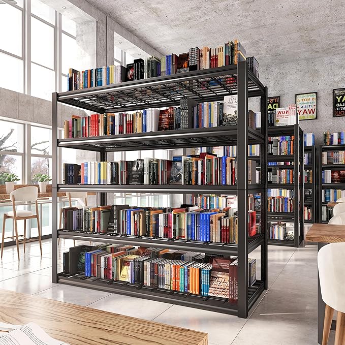 REIBII 48.2''W Garage Shelving Heavy Duty Metal Shelving 3000LBS Storage Shelves Adjustable Metal Shelves Industrial Garage Shelf for Warehouse Basement, 3 Pack