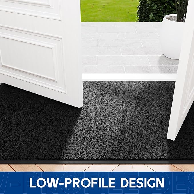 Sturdy Front Door Mat, 48" x 24" Heavy Duty Indoor Outdoor Doormat for Entryway, Fade Resistant, Waterproof Low Profile Entry Mat, Non Slip Welcome Mat for Outside Entrance, Patio, Home