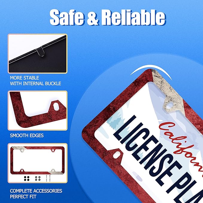 Vintage Dive Down Flag License Plate Diving Flag License Plate Stainless Steel Parts Funny License Plate Decorative with Screws Size 12.3" x 6.3" for Women Men