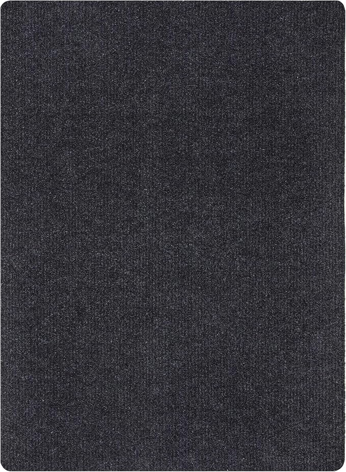 Ottomanson 5' x 6'6" Mud Mat Area Rug Scraper Carpet - Non-Slip, Dirt Trapping for Indoor & Outdoor Use - Ideal for Entryway, Garage, Kitchen, Patio & High-Traffic Areas, Black
