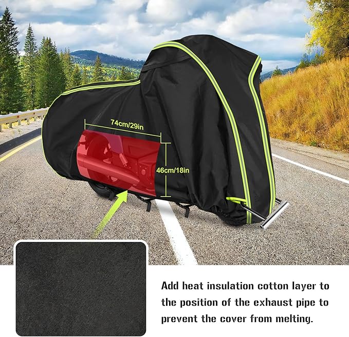 Motorcycle Cover for Honda GL1500 GL1800, Honda Gold Wing 2001-2023 with Trunk Models, All Weather Outdoor Black Protective Cover with Reflective Strips,Vent Holes and Lock Holes (Without top Box)