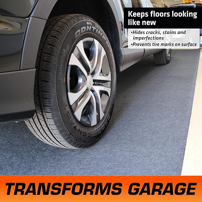 Armor All Premium Original Small Vehicle Garage Floor Mat, (8'4” x 7'4"), Protects Surfaces, Transforms Garage, Absorbent/Waterproof/Durable (Includes Double Sided Tape) (USA Made) (Charcoal)