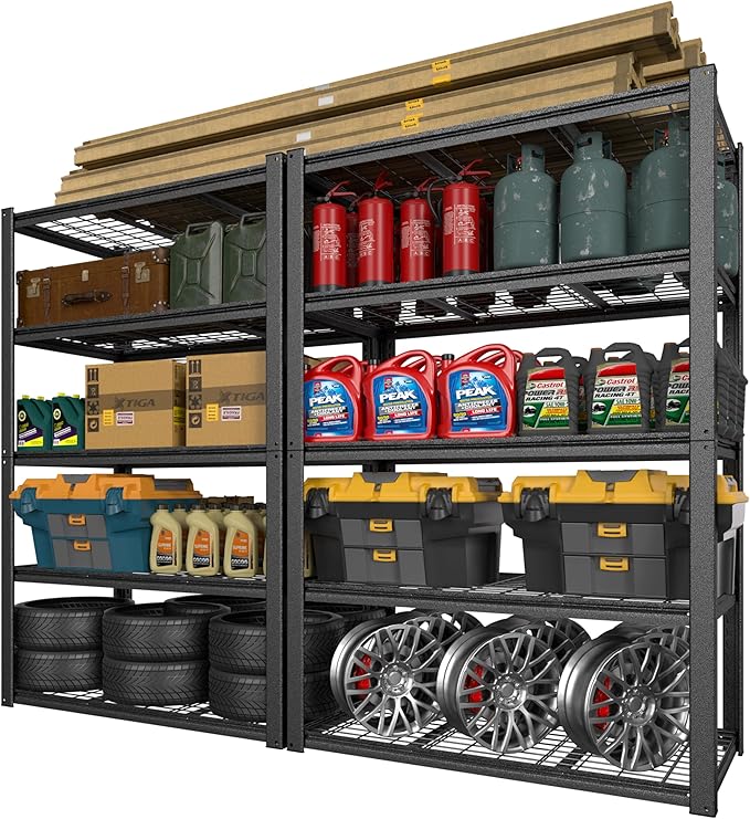 MUPATER 48.43" W x 23.98" D x 72.05" H Metal Storage Shelves, 5 Tier Shelves and Adjustable Shelves, Garage Shelving Unit, Standing Utility Shelf Racks for Garage Warehouse Kitchen