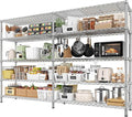 REIBII 69.8" W Storage Shelves 1510LBS Wire Shelving Unit 5 Tier Metal Shelving for Storage Rack Shelves Adjustable Heavy Duty Garage Shelf Pantry Shelves Kitchen Shelving,69.8"Wx15.8"Dx72.4"H,Chrome