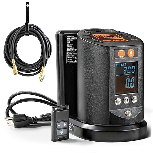 SuperHandy Automatic Tire Pressure Gauge - Wall Mountable, App/Bluetooth Control, High-Accuracy Digital Gauge, 25FT Air Hose, Ideal for Cars, Trucks, ATVs, and More