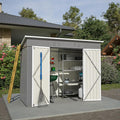 Outdoor Storage Shed, 8 X 4ft Metal Galvanized Steel Garden Shed with Floor Frame, Utility Tool Shed Storage House for Backyard, Patio, Lawn