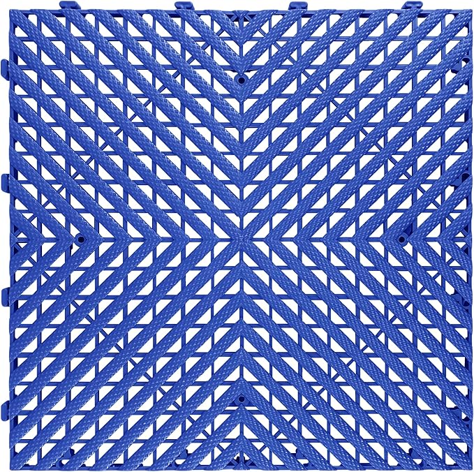 Interlocking Garage Floor Tiles - 0.79in,Vented, Self-Draining, Non-Slip Flooring, Modular, Virgin Polypropylene, Ideal for Garages, Patios, Basements, Decks -51.6 sq ft (Blue, 30PCS)