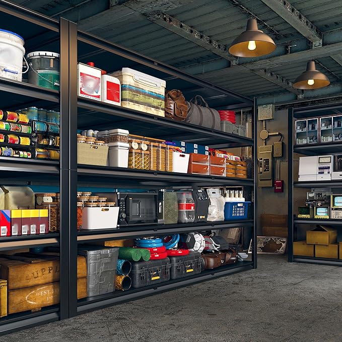 REIBII 60" W Garage Shelving Heavy Duty 2650LBS Storage Shelves Metal Shelving, Adjustable Garage Shelves, 4 Tier Industrial Shelf for Warehouse, Basement, Pantry, 60" W x 24" D x 60" H