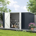 Outsunny 11' x 6' Outdoor Storage Shed, Galvanized Metal Utility Garden Tool House, 2 Vents and Lockable Door for Backyard, Bike, Patio, Garage, Lawn, Dark Gray