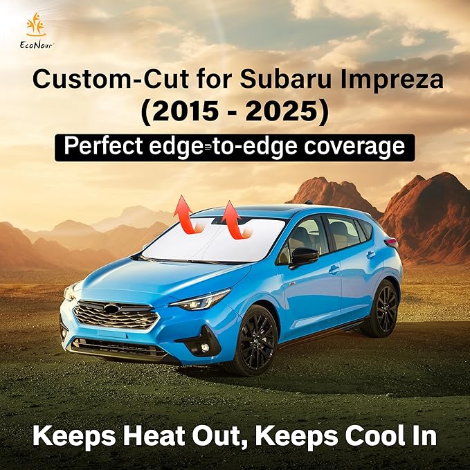 Subaru Impreza 2015-2025 Car Windshield Sunshade - EcoNour 240T Polyester Material Cars Sun Visor Reflector - Blocks UV Rays - Foldable Sunshade Interior Protection-Subaru Impreza Accessories