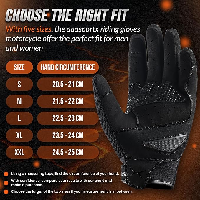 Breathable Motorcycle Gloves for Men with Kevlar & TPR Palm Protection Hard Knuckles Touchscreen
