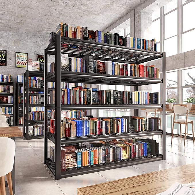 REIBII 48.2''W Garage Shelving Heavy Duty Metal Shelving 3000LBS Storage Shelves Adjustable Metal Shelves Industrial Garage Shelf for Warehouse Basement 48.2 "W x 24.2" D x 72.2 "H