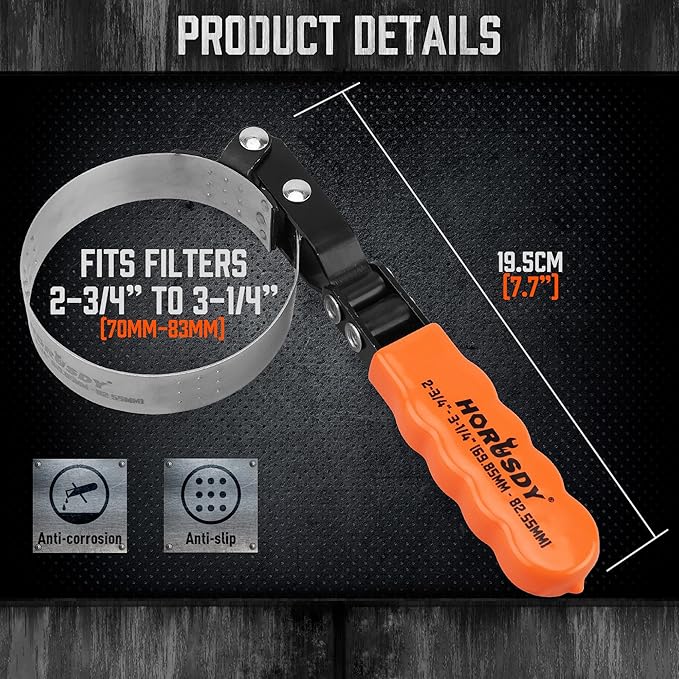 HORUSDY Small Swivel Oil Filter Wrench, 2-3/4" to 3-1/4" Ajustable Car Oil Filter Removal Tool, Durable & Easy Operation