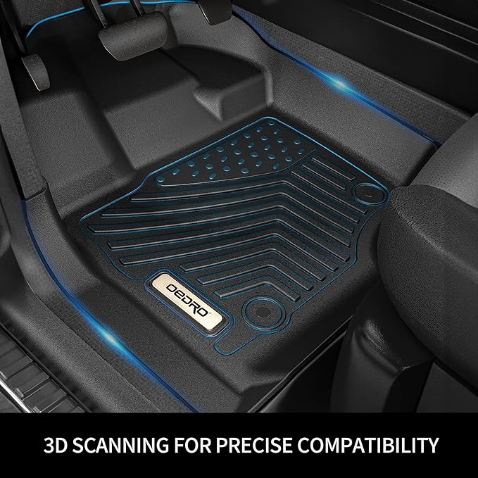 OEDRO Floor Mats Fit for Toyota Tacoma Double Cab 2005-2011, TPE All Weather Custom Fit Tacoma Car Mats, Front & 2nd Seat 2 Row Floor Liner Set, Black