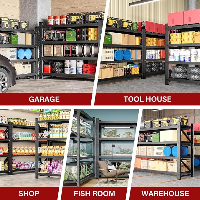 7000LBS Heavy Duty Garage Shelving Units,79" Wide & Deep Storage Shelves,Black Metal Garage Shelves,Large Storage Rack,Steel Shelf,Industrial Shelving for Shop,Warehouse,Basement,79" W x 24" D x 79" H