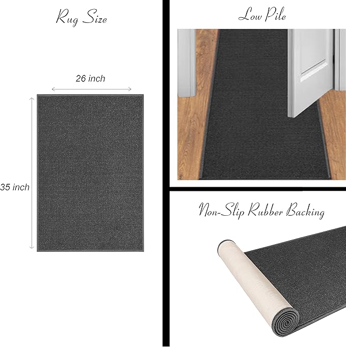 Ottomanson 26" x 35" Laundry Room Rug - Non-Slip Mat for Laundry & Mudroom - Durable, Stain-Resistant, and Easy to Clean - Perfect for High-Traffic Areas - Runner Rug for Entryway Bathroom, Navy