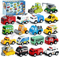 JOYIN 18 Pcs Pull Back City Cars and Trucks Toy Vehicles Set, Friction Powered Cars Toys for Toddlers, Boys, Girls’ Educational Play, Kids Stocking Stuffers, Treasure Box Gifts for Classroom