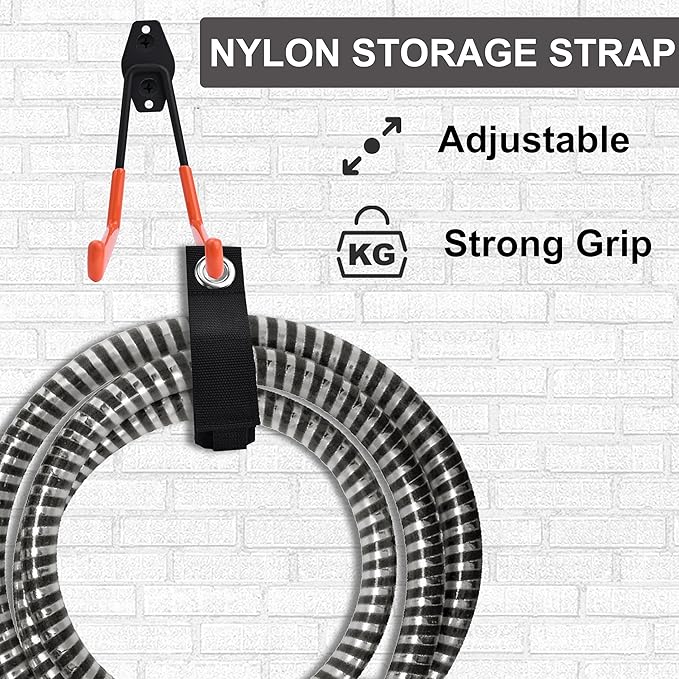 QUELIEN 4 Pack Garage Wall Hooks, 2 Large 7.5 in & 2 Small 2.5 in Heavy-Duty Cord Organizers for Garage Storage, Space-Saving Design for Home, Garage, and Workshop Use