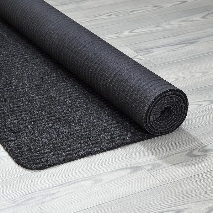 Ottomanson 5' x 6'6" Mud Mat Area Rug Scraper Carpet - Non-Slip, Dirt Trapping for Indoor & Outdoor Use - Ideal for Entryway, Garage, Kitchen, Patio & High-Traffic Areas, Black