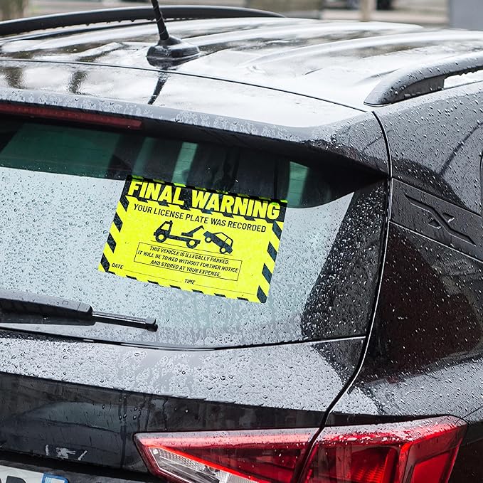 easykart labels 50 Parking Violation Notice Parking Violation Stickers Tow for Car Parking Warning Adhesive Car Window Fluorescent Green Labels (1 Pack)