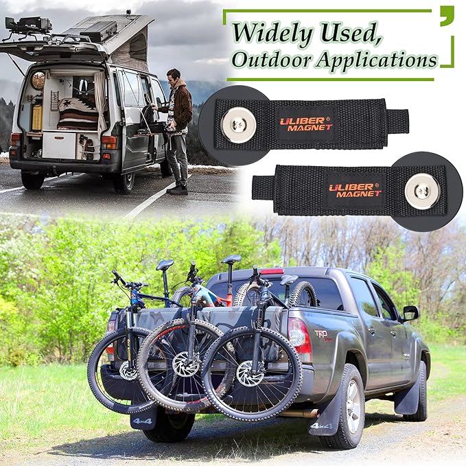 ULIBERMAGNET Strong Magnetic Storage Straps,Heavy Duty Magnetic Garage Storage Tool Organizer,Extension Cord Straps, Hose, Cable, Rope,Tools for Garage,Pick-up,RV and Workshop(2 Pack)