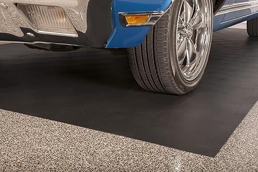 G-Floor Seamless Sheet Vinyl Shed Flooring Cover with Bonded Fibrous Backing - Levant Pattern (8' x 12', Midnight Black)