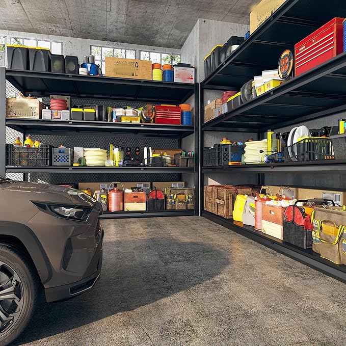 REIBII 60" W Garage Shelving Heavy Duty 2650LBS Storage Shelves Metal Shelving, Adjustable Garage Shelves, 4 Tier Industrial Shelf for Warehouse, Basement, Pantry, 60" W x 24" D x 60" H