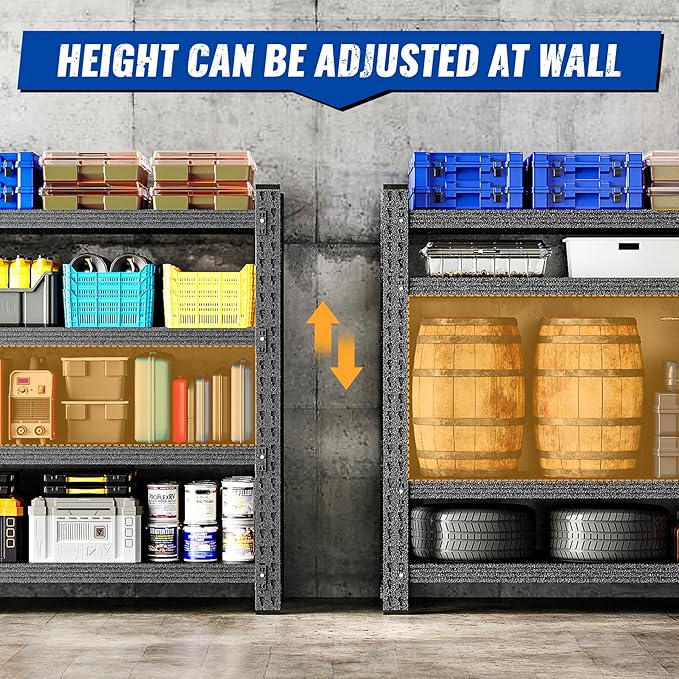 48" W Storage Shelves 3000lbs Garage Metal Shelving Heavy Duty Garage Shelves Adjustable Storage Shelves for Industrial, Factory,48" W X 24" D X 69" H