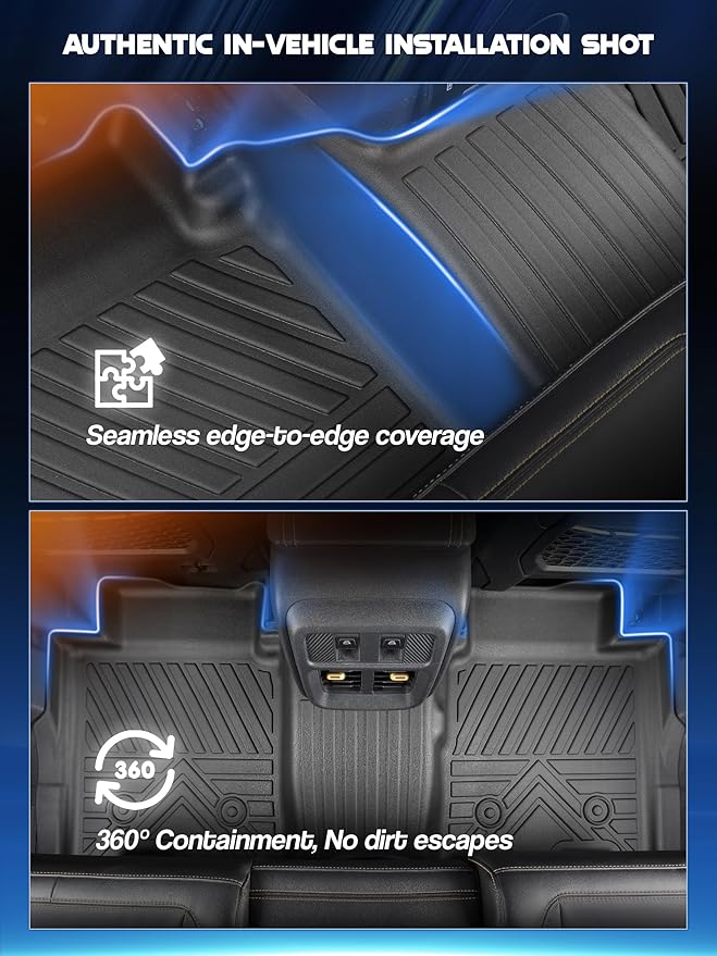Car Floor Mats for Ford Bronco 4 Door 2025 2024-2021 Accessories,TPE All Weather Protection Floor Mats, Custom Fit 1st&2nd Row Car Floor Liners Set(Not for 2 Door & Sport),Black