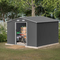 10X8 FT Outdoor Tool Storage Shed with Metal Foundation & Lockable Doors, All Weather Metal Sheds for Garden, Patio, Backyard, Lawn