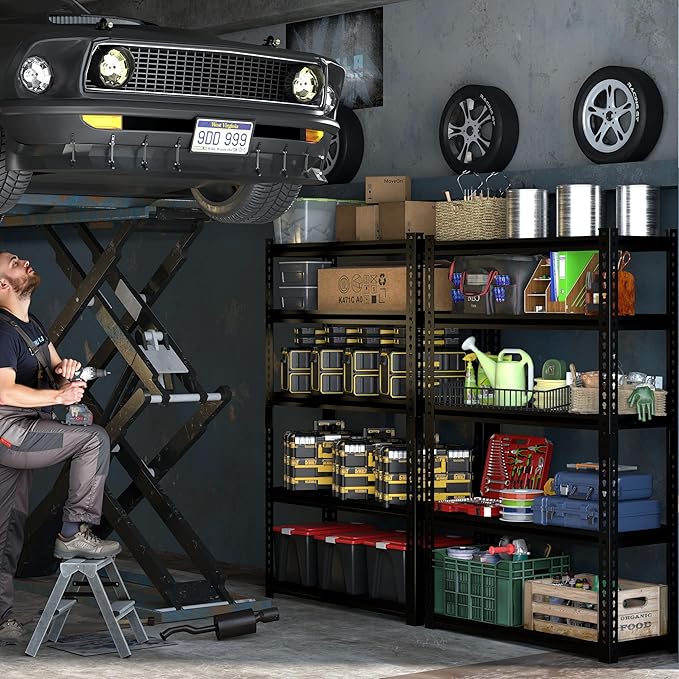 5 Tire Storage Shelving Heavy Duty Garage Shelves 2000LBS Load Bearing, Full Metal Shelving Units, Durable Construction, Adjustable Shelves, Easy Assembly, 28''W x 12''D x 60''H (60*28*12)