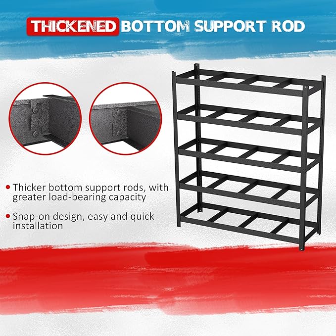 MUPATER 72.05” W × 24.02” D × 83.86” H, Heavy Duty Metal Storage Shelves, 3000 LBS Capacity, 5-Tier Adjustable Garage Shelving, Storage Shelf Rack for Kitchen, Basement, Warehouse